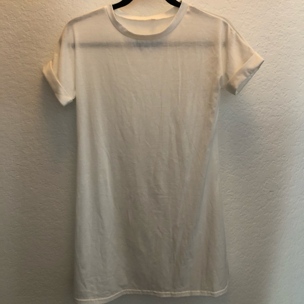 Roll up sleeve basic t-shirt dress
